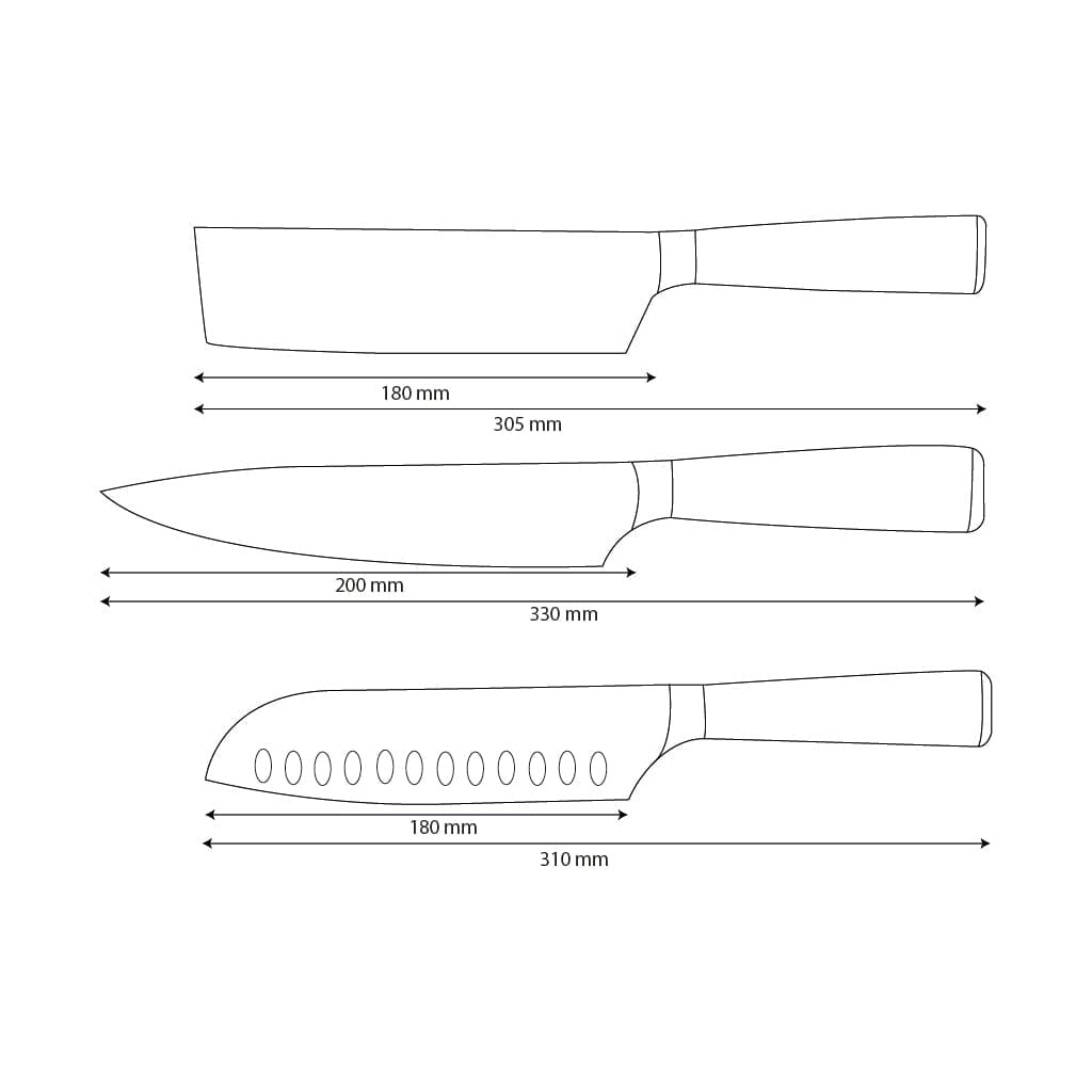 Kazuro Complete Japanese Knife Set (3-Piece Set)